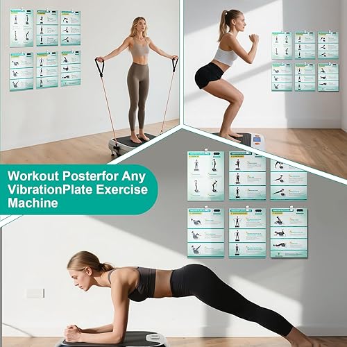Miniatura 6 de Vibration Plate Exercise Machine Poster - Upgraded 6 Workout Guidance & 10 Pcs Planner & 10 Pcs Double-Sided Clips, Comprehensive Whole Body Wave