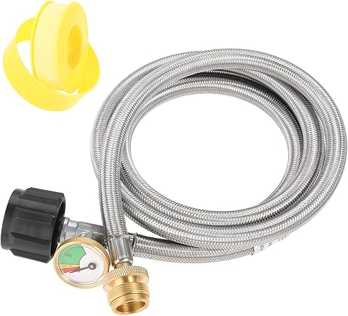 Adaptador de manguera de propano de 6 pies de 1 libra a 20 libras con adaptador de manguera de propano trenzado de acero inoxidable para tanque