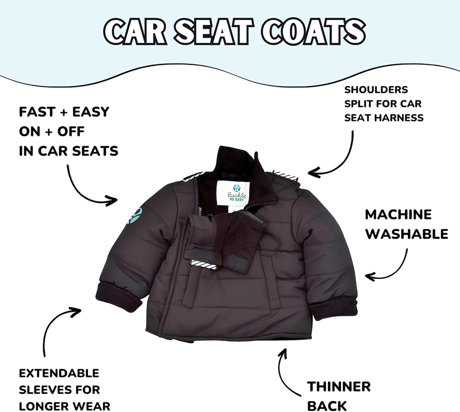 Buckle Me Baby Winter Coat | Toastier Car Seat Jacket for Boys and Girls - Featured on Shark Tank 6 Months - 6 Years