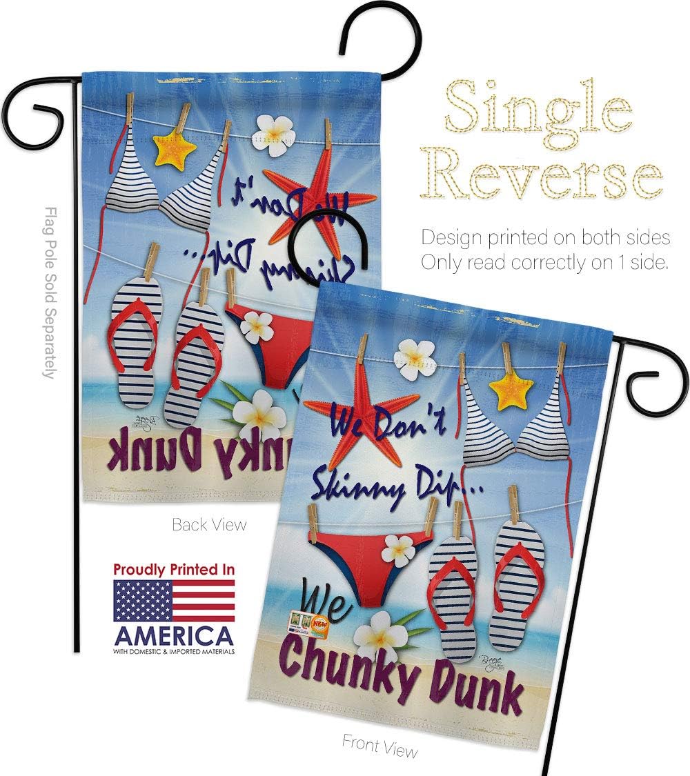 Chunky Dunk Garden Flag Set Wall Holder Coastal Beach Tropical Sea Shells Ocean Sand Outdoor Summer Coral Small Decorative Gift Yard House Banner Made In USA 13 X 18.5