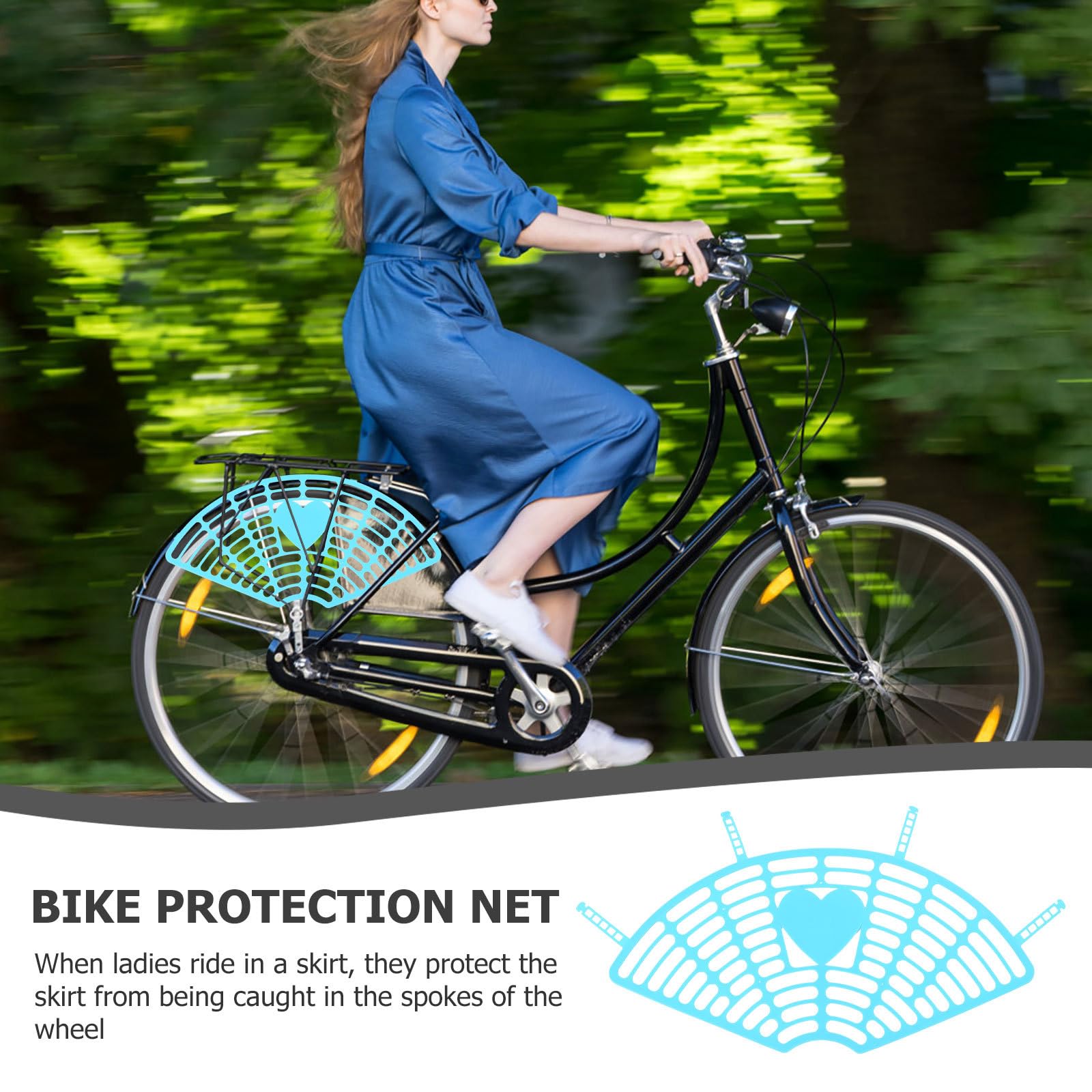 Vaguelly Fahrrad Schutzhülle Fahrrad Hinterradnetz mit Rücksitz Schutznetz 2 Räder Heckträger aus Kunststoff in Blau 2stücke zur Sicheren Heckträger Abdeckung für Kinder und Damen