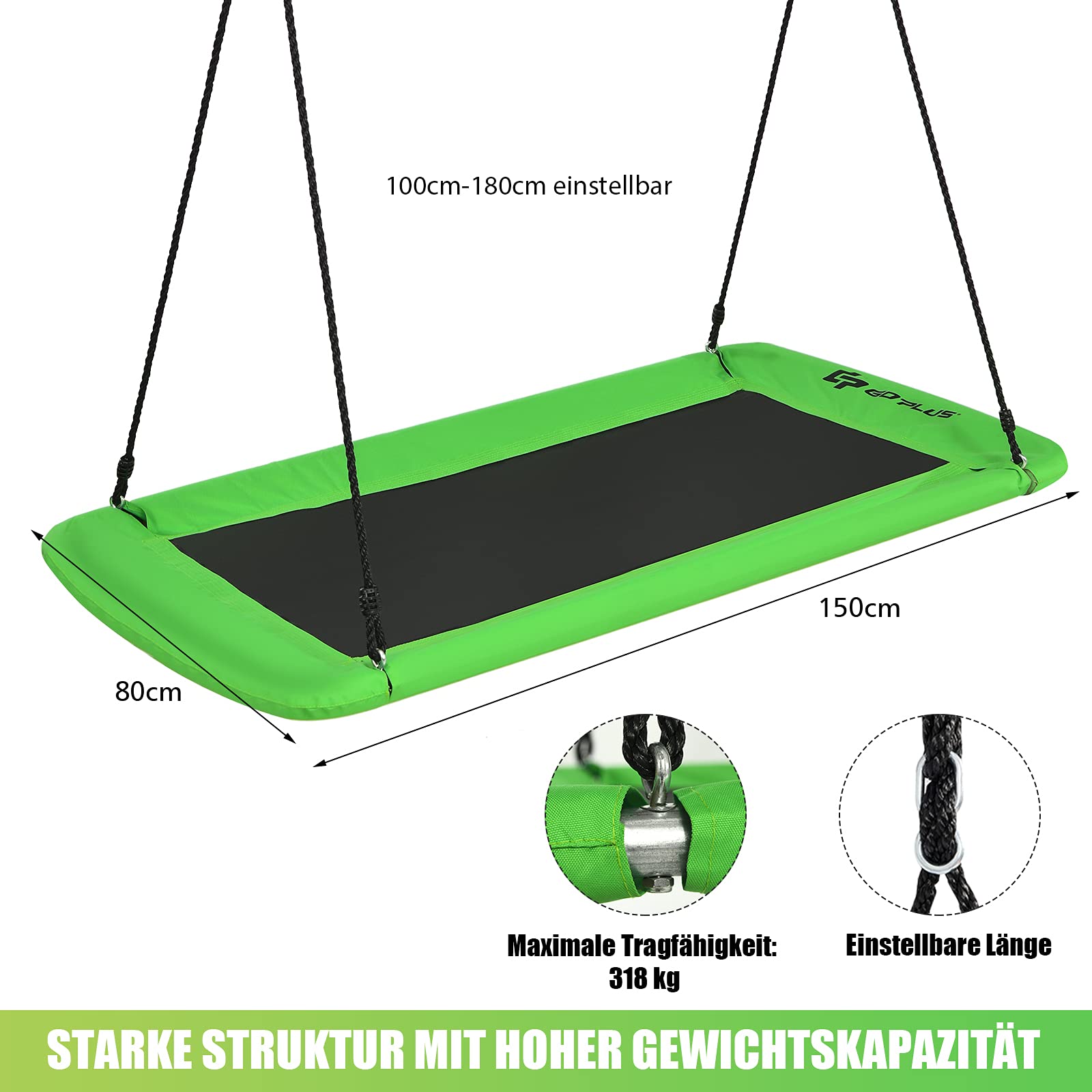 GOPLUS Huśtawka gniazdowa do użytku na zewnątrz, z regulowaną wysokością od 100 do 180 cm do 300 kg, obciążenie do 300 kg, huśtawka dziecięca, huśtawka na drzewo, huśtawka ogrodowa dla dzieci i