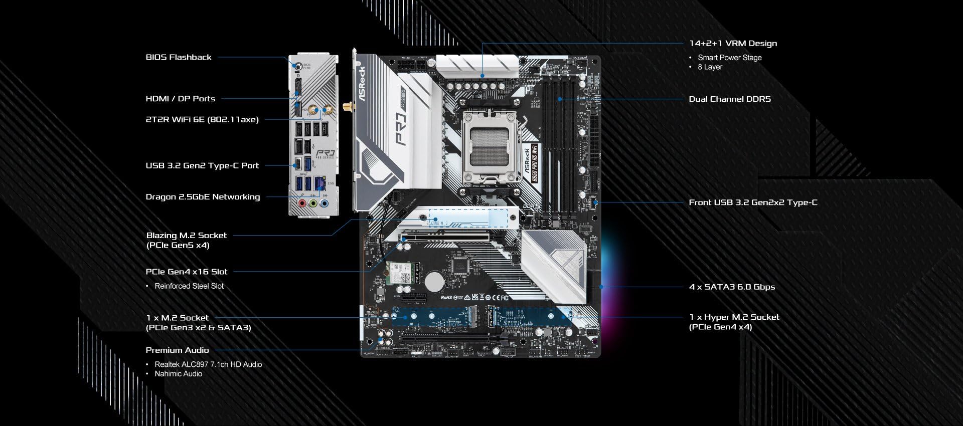 ASRock B650 PRO RS マザーボード B650 Pro RS | ASRock(アスロック) Socket AM5 AMD B650 ATX