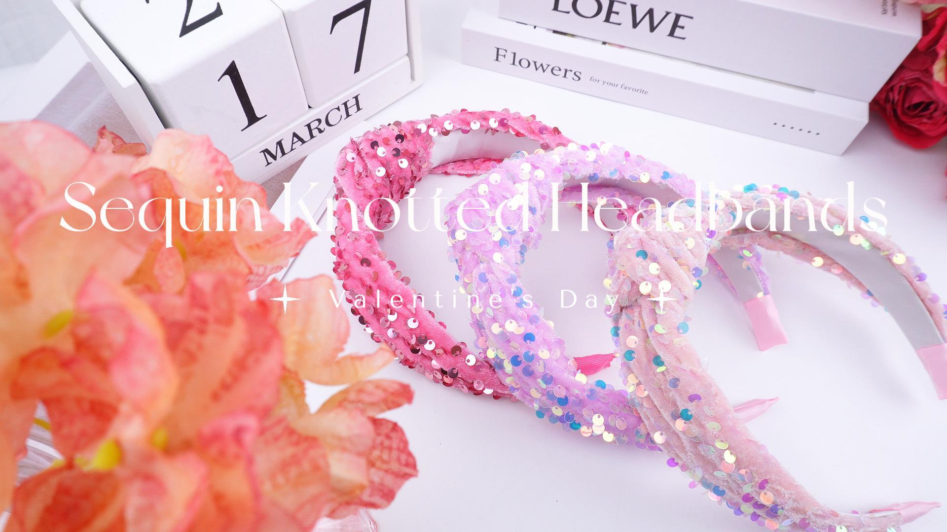 set of 3 SPARKLE Satin and linen KNOTTED HEADBANDS Amazon.com : Lanmerry Sequin Knotted Headbands - Sparkly  main image 2