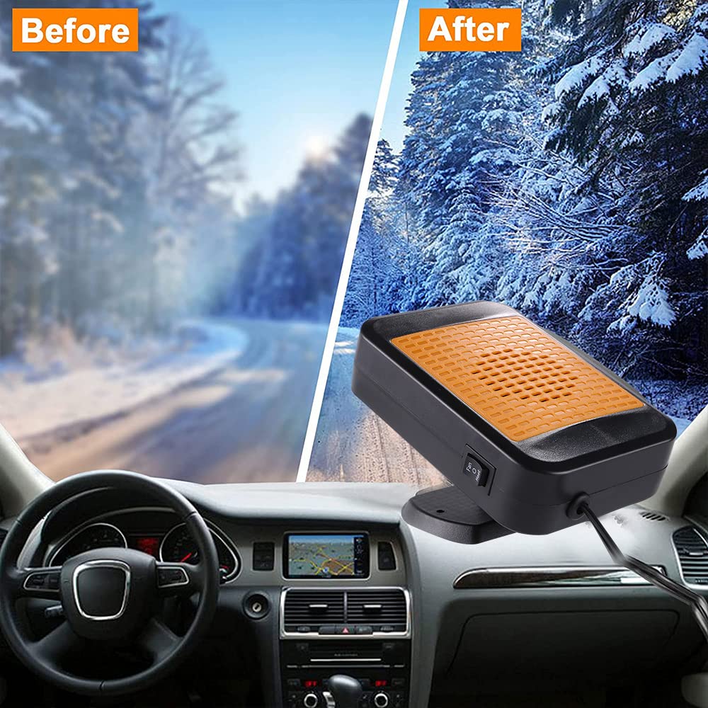 Riscaldatore portatile per auto, 12 V, 200 W, riscaldamento e raffreddamento rapido del parabrezza, riscaldatore portatile a 360° con presa accendisigari per veicolo