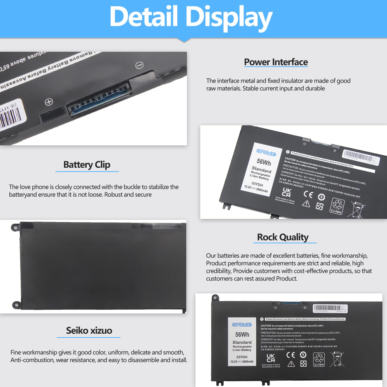 Oyomba 33YDH Laptop Battery For Dell Inspiron 15 7577 17 7000 7778 7773 - View #7