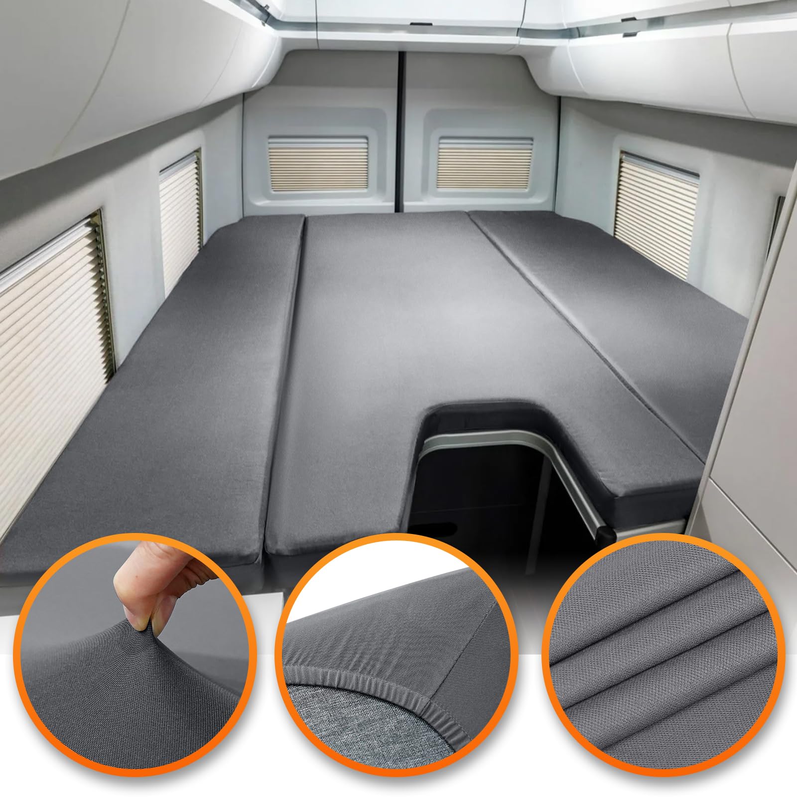 Sábana Bajera Repuesto para VW Grand California 680 3 Piezas, Lujo Sábana Ajustable para Autocaravana Cama Trasera, Loft Techo Emergente Accesorios para Autocaravana