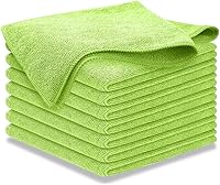 Vista 10 de Trapo de limpieza de microfibra, color blanco, 12 unidades (16 x 16 pulgadas), alto rendimiento, 1200 lavados, tejido de agarre de raíces muy