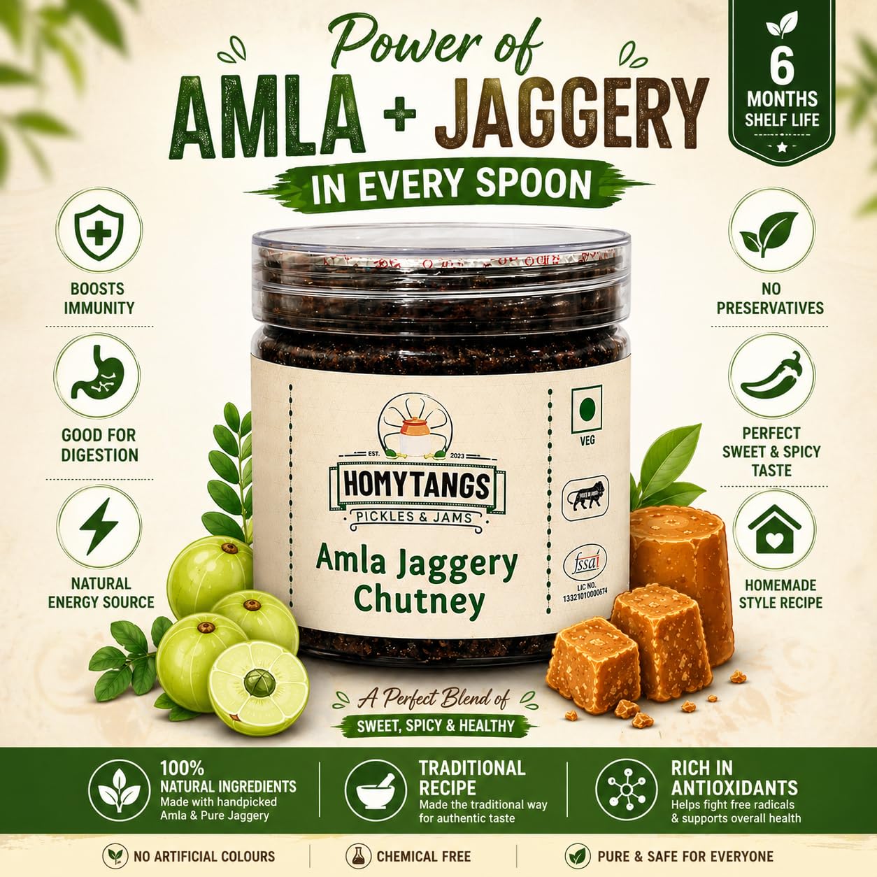 Homytangs Amla Jaggery Chutney | Pure Taste of Amla and Jaggery | Homemade Style Indian Chutney | Tasty with Snacks | 1