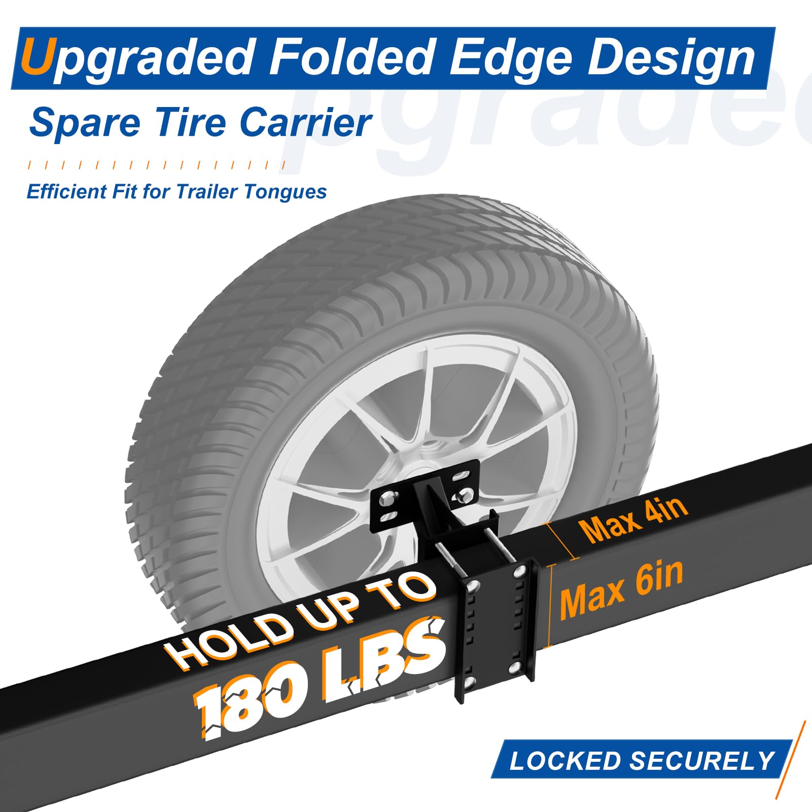 TRVL FIELDER Supporto per pneumatici di scorta per rimorchi per barche, portapassi, Heavy Duty può contenere fino a 150 LBS, adatto per ruote da 4 e 5 e 6 Lugs Trailer su 4", 4,5", 4,75", 5" e 5,5"