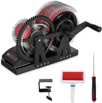 Consfly 3.15" Wool Drum Carder with Brush & Awl, for Combing Blending | Manual Fiber Carding Machine for DIY Home, Stable Roller Design, Small Size