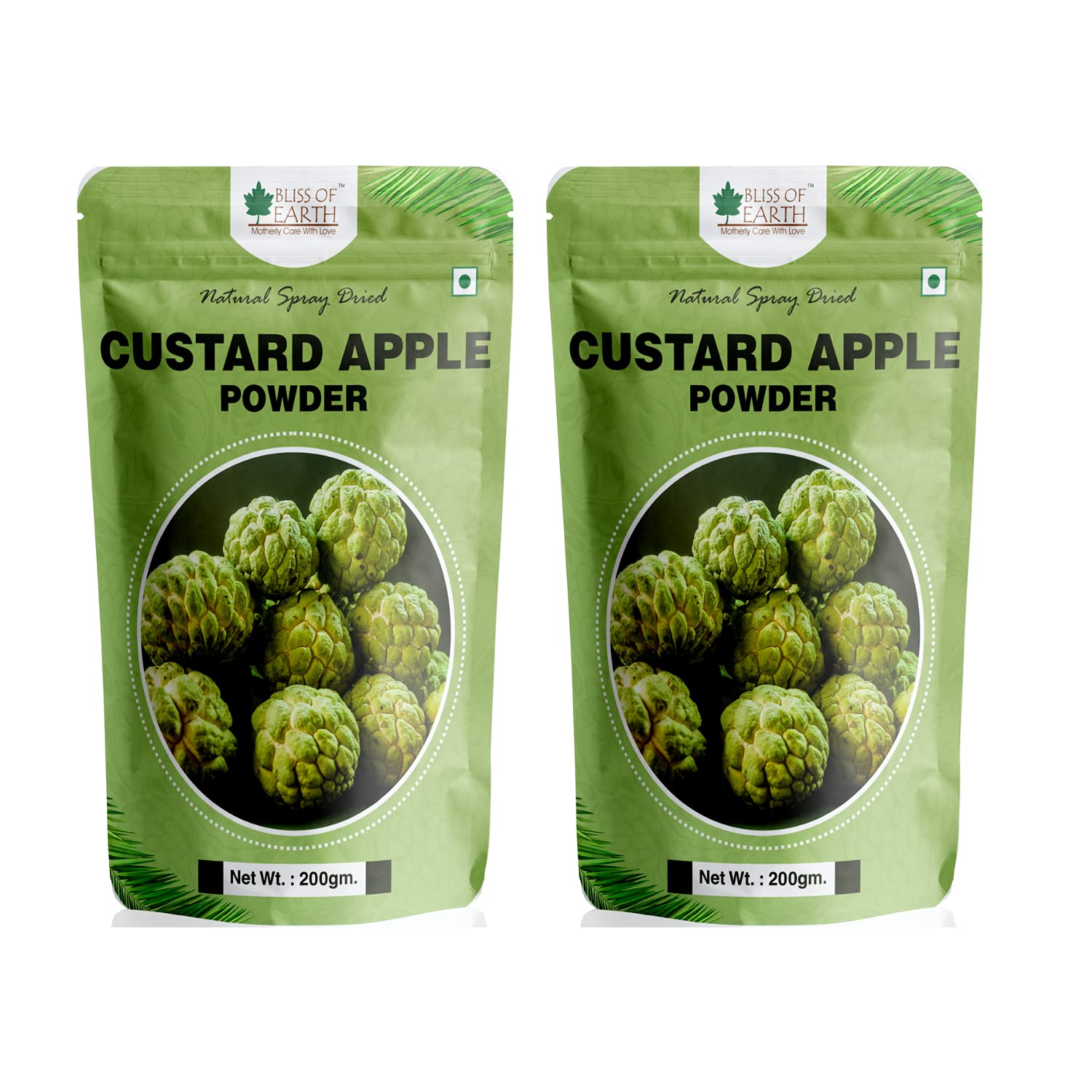 Bliss of Earth Custard Apple Powder 2x200 natural Spray Dried good for Apple Pie | Custard Kheer | Smoothie | Cake (pack of 2)