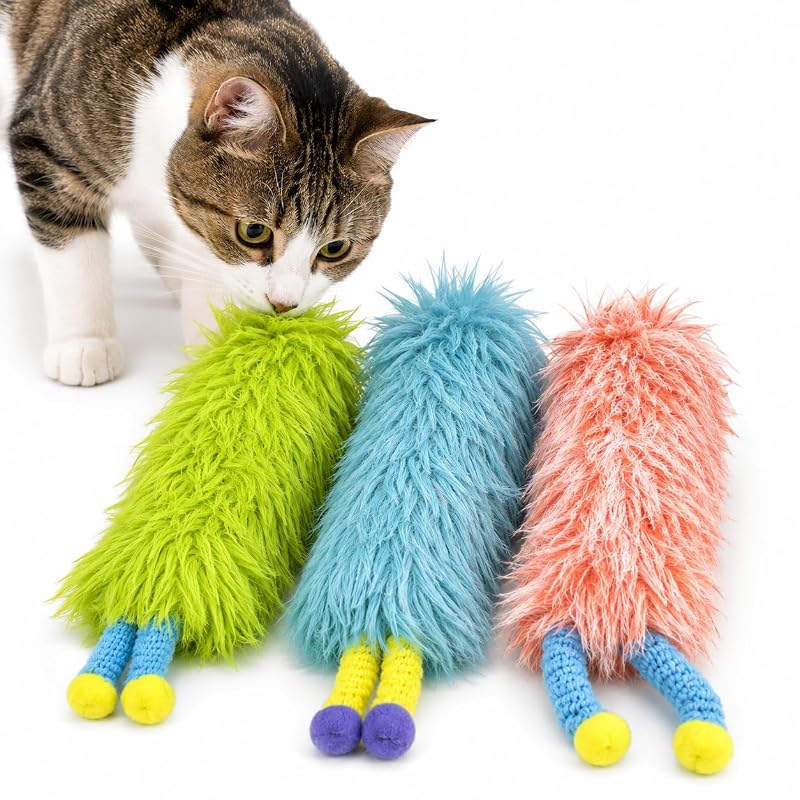 Brinquedo de Pelúcia para Gatos com Catnip e Som de Plástico, BJHOP, Pacote com 3