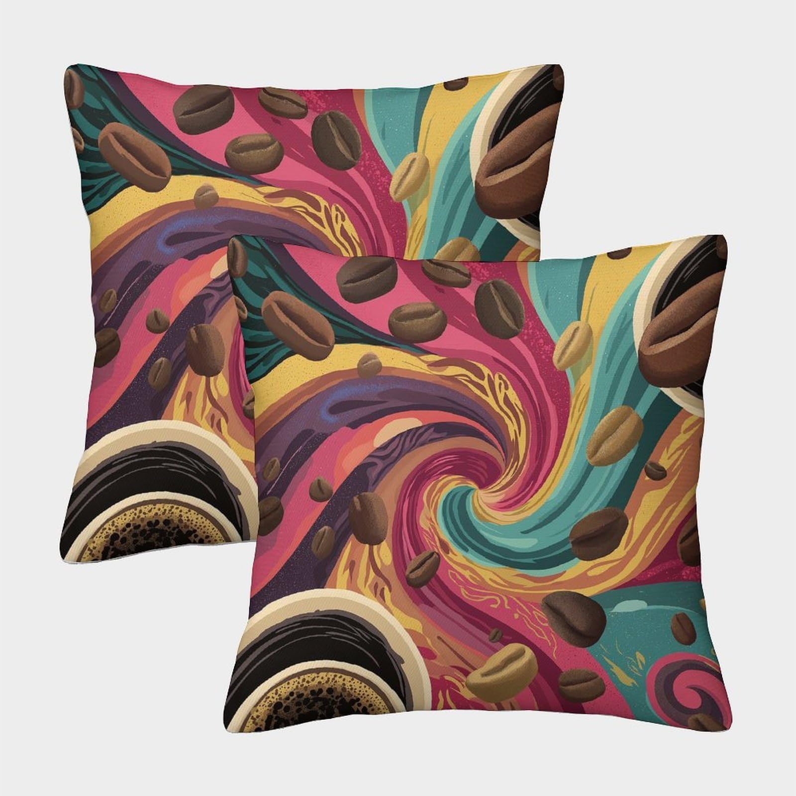kaiyun 2 Pack Brightly Colored Swirling Patterns Pillow Case 3D Printed Cushion Box Suitable for Home Living Room Decoration Car Pillow Case 45x45cm