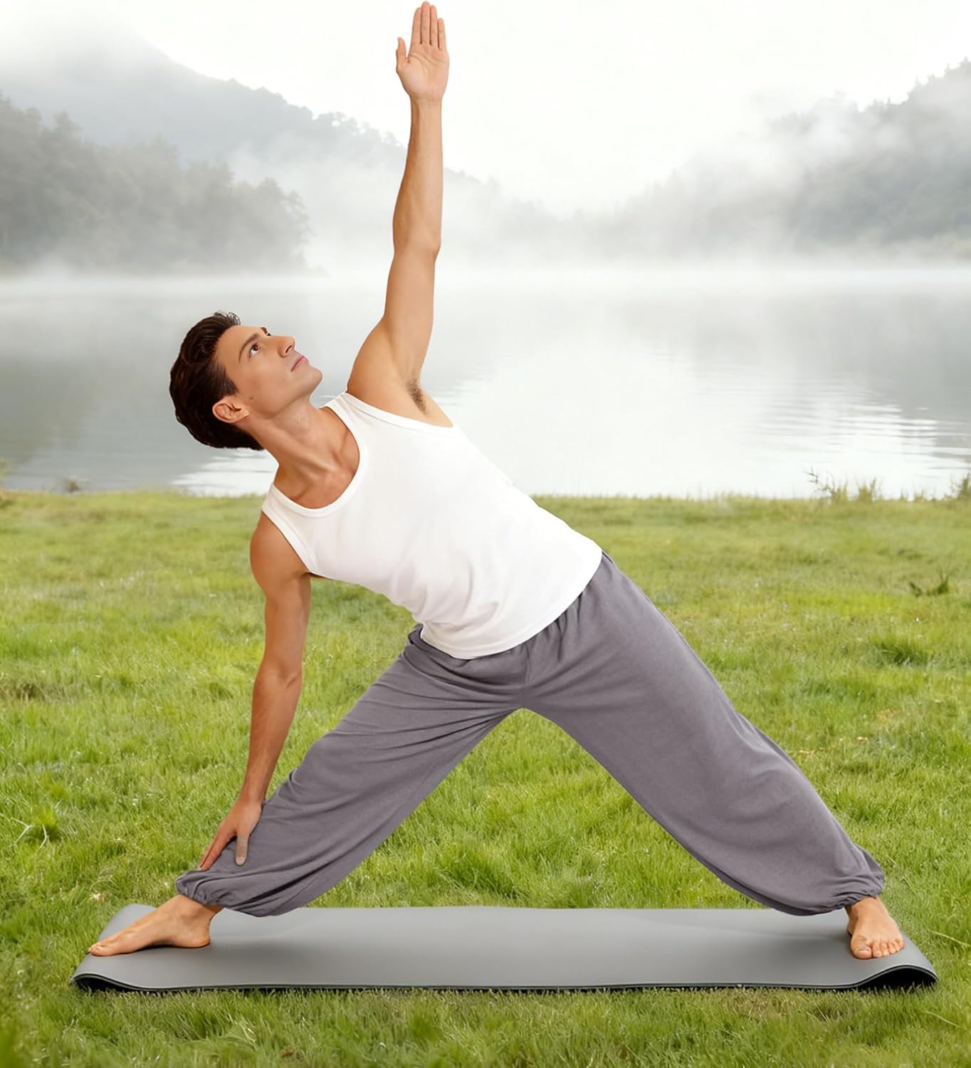 AvaCostume Men's Lightweight Loose Yoga Pants Elastic Waist Modal Yoga Harem Pants - Image 6