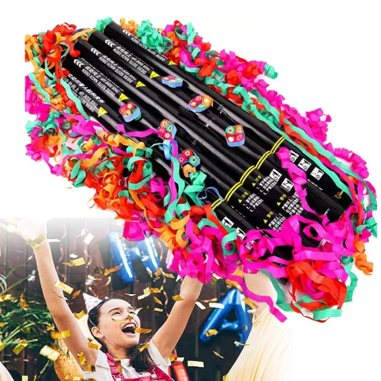 Confezione da 25 cartucce per cannone elettrico per coriandoli, cannone lanciacoriandoli da 80 cm/31,5 pollici per feste, matrimoni, concerti, celebrazioni, eventi speciali, effetti scenici F