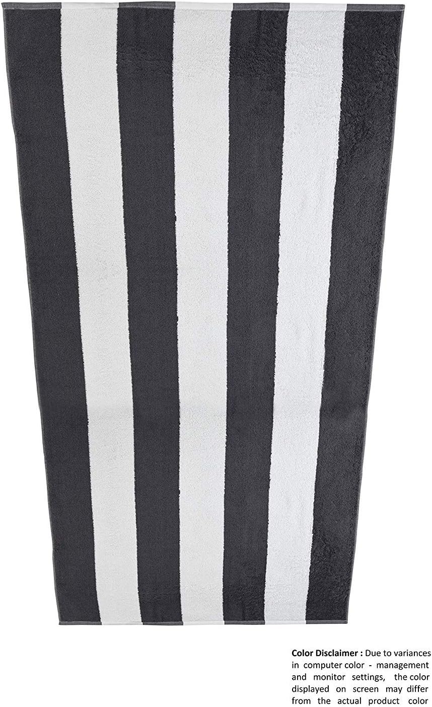 GLAMBURG 4 Pack Cabana Stripe Beach Pool Bath Towel Set 30X60, 100% Ringspun Cotton Towels,Large Oversized Beach Towels,Beach Bath Towel,Beach Blanket, High Absorbent Large Bath Towel - Charcoal Grey : Home & Kitchen