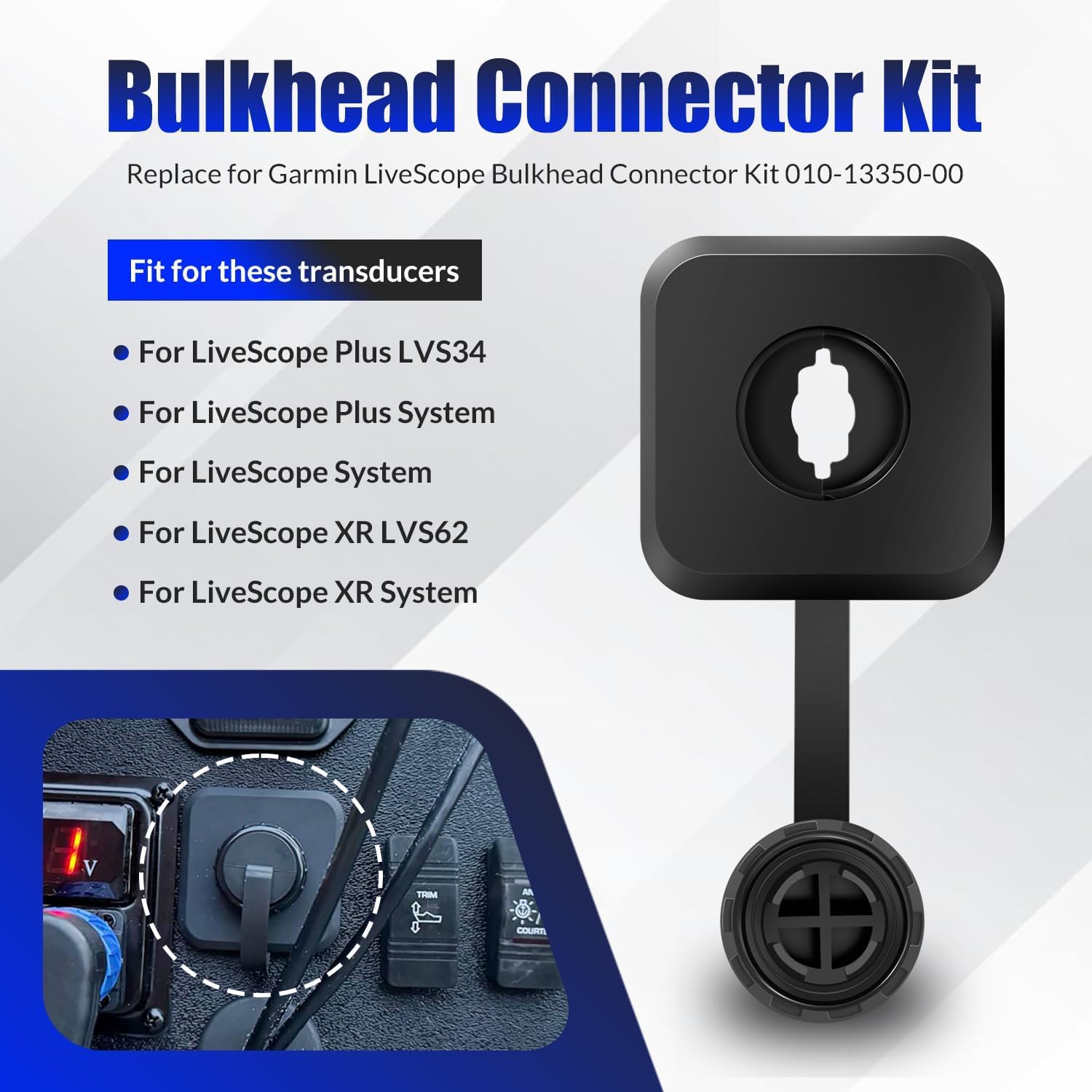 Kit de connecteurs de cloison pour Garmin LiveScope Plus LVS34/LVS62 – Système de déconnexion Rapide étanche | Remplacement pour 010-13350-00