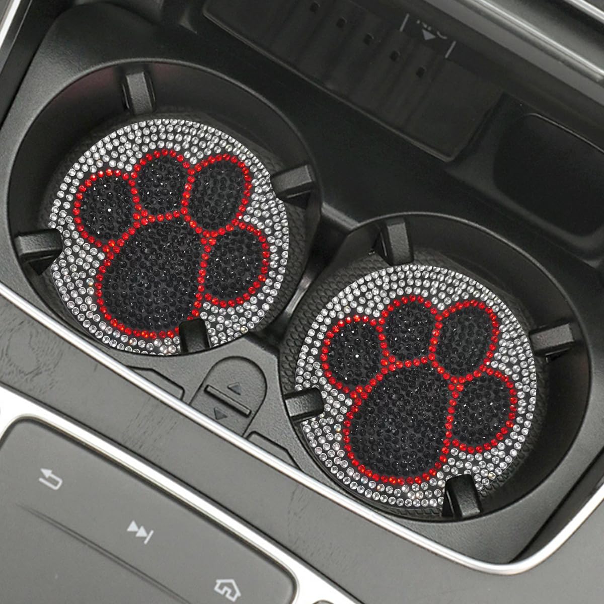 2PCS Car Cup Coaster Crystal Rhinestone Non-Slip Vehicle Drink Holder Insert Mat Universal 2 71 Inch Waterproof Automotive