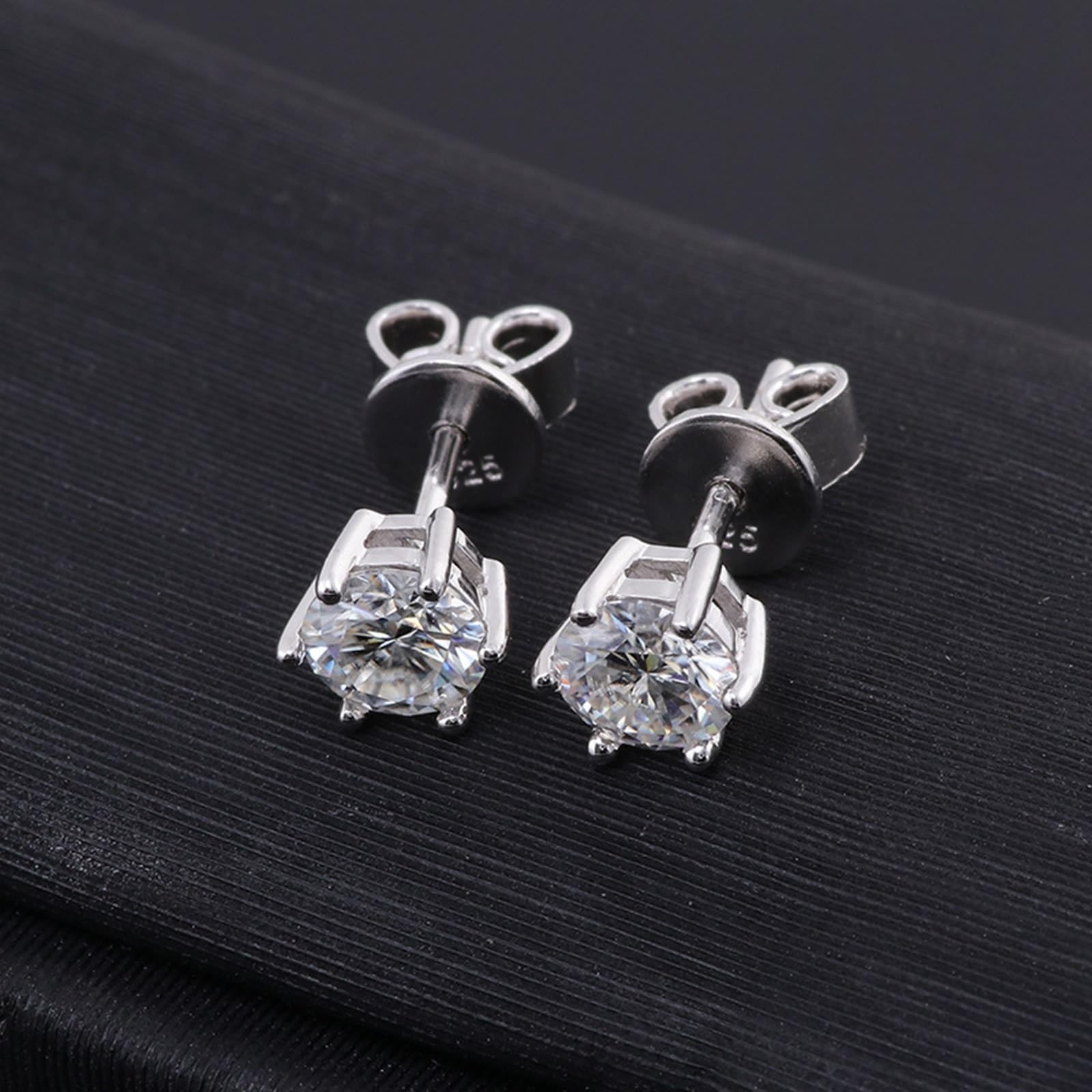 KnSam Prawdziwe złoto biżuteria kolczyki 18K / 14K / 9K / srebro wysokiej próby 925, 6 pazurów, kolczyki na Boże Narodzenie z moissanit 0,5 ct kolczyki secesyjne prawdziwe złoto biżuteria