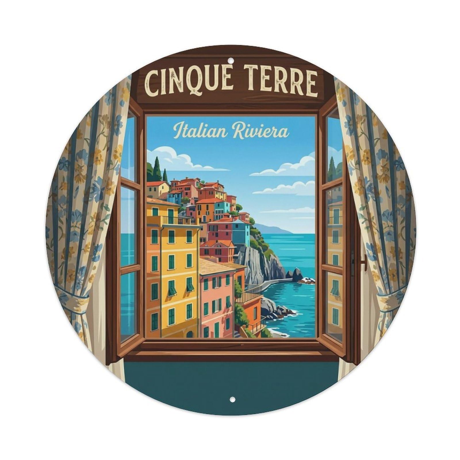 Vintage Travel Cinque Terre Italy Room Metal Tin Sign