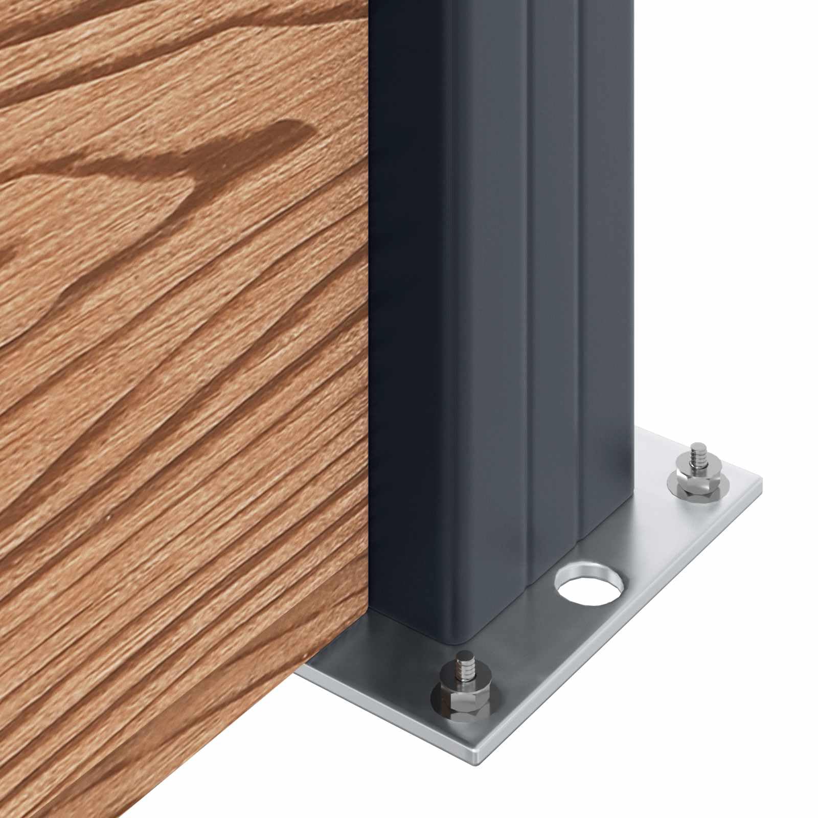 Panneau de clôture WPC et aluminium marron 180x105 cm, kit avec 2 poteaux, fixation rigide, barrière modulable pour jardin terrasse extérieur