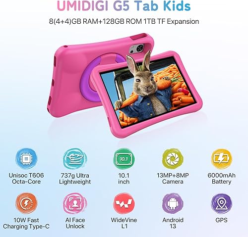 Miniatura 2 de UMIDIGI G5 Tab Kids Tablet, Android 13 Tablet para niños, 8 (4+4) G+128G hasta 1 TB, tableta para niños con Bluetooth, WIFI5, control parental,