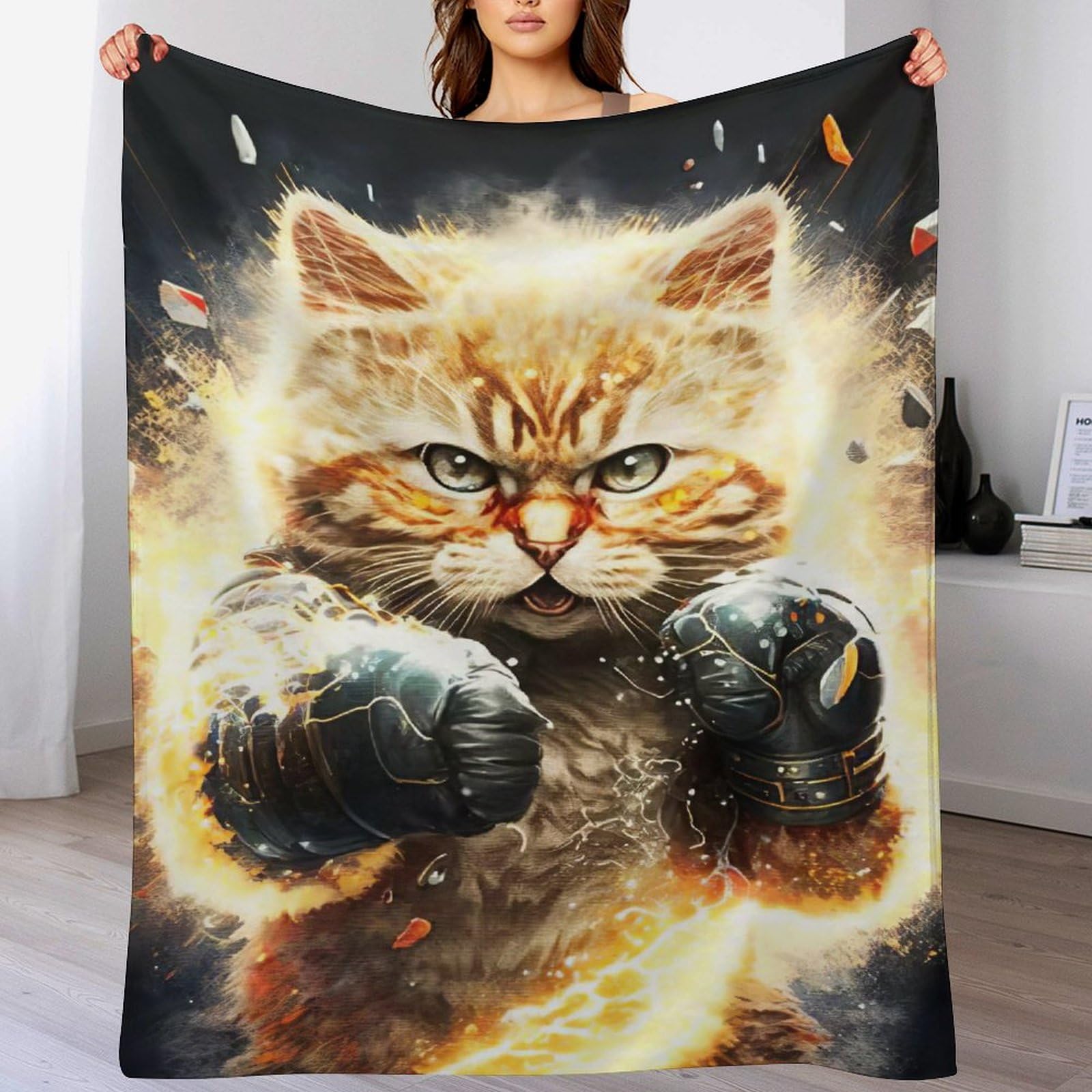Plaid chat couverture polaire 130x150 cm pour des soirées cocooning sur votre canapé
