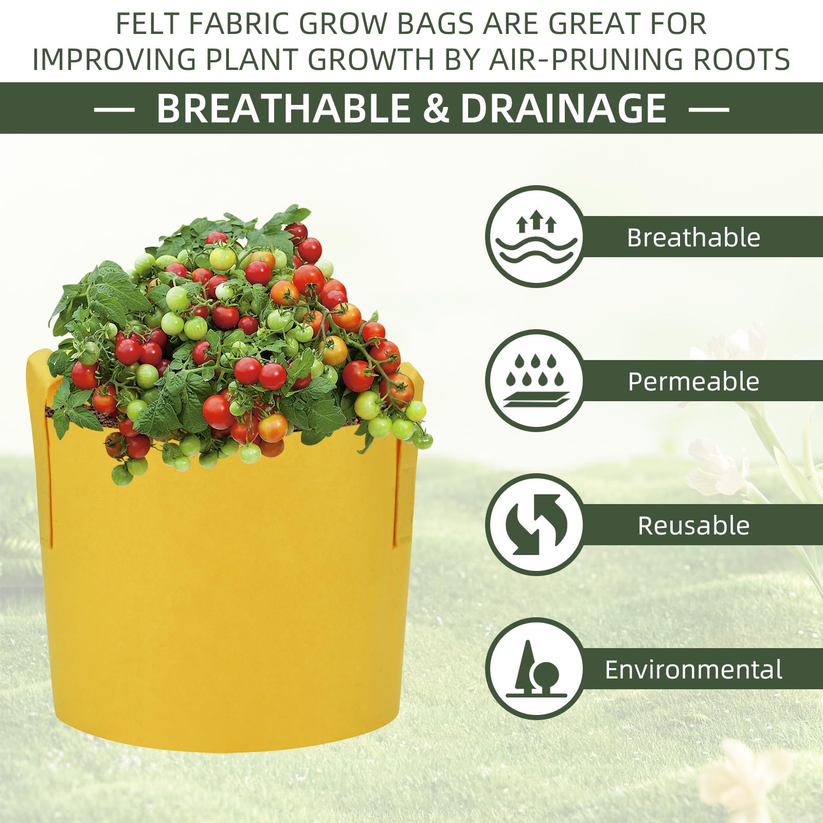 Lot de 20 sacs de culture colorés de 20 gallons avec poignées, sacs de culture en tissu non tissé pour légumes, fruits, fleurs, herbes, tomates, pommes de terre (20 gallons)