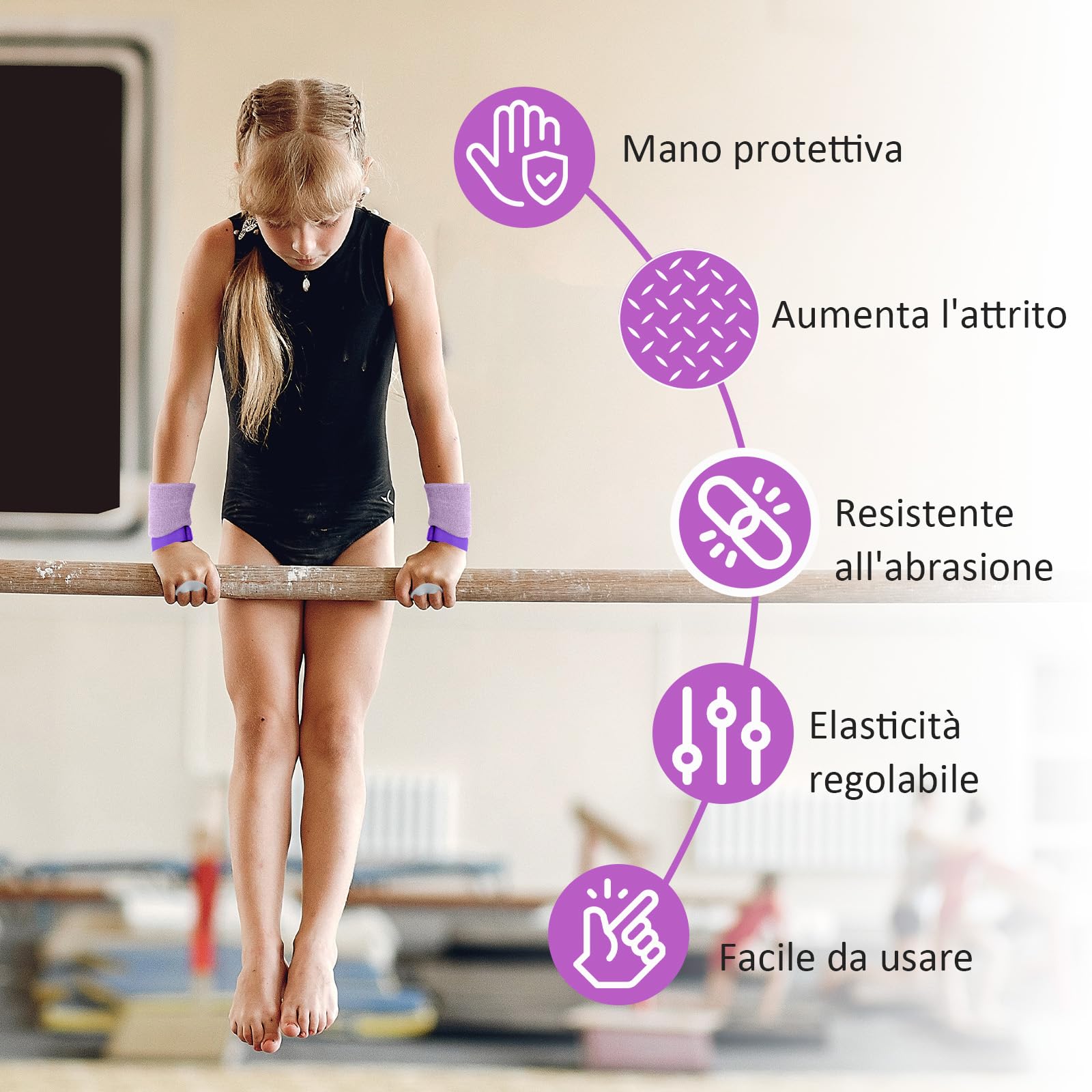 Scettar Set di Polsini da Ginnastica, 2 Paia Manopole Paracalli per Ginnastica Artistica, Falcon Grip Pad per Cross Training