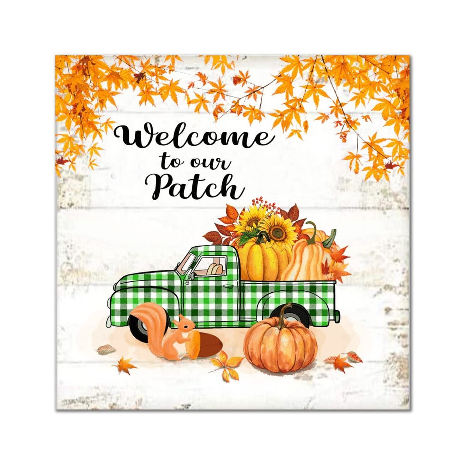 Panneau mural Welcome to Our Patch en bois de 30,5 cm pour déco automnale