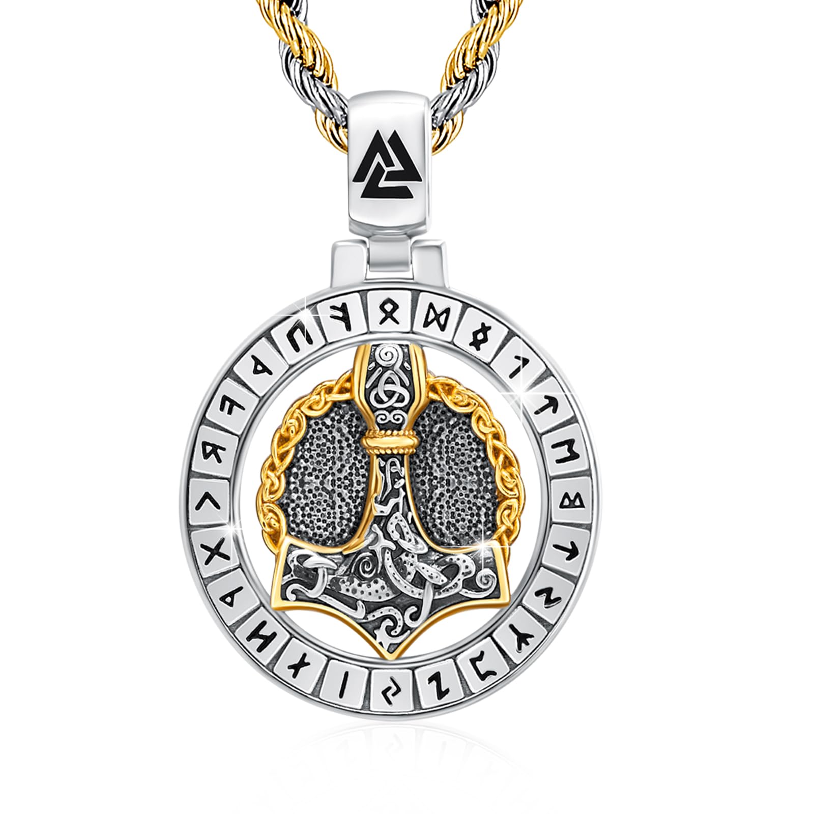 Wikinger Halskette 925 Sterling Silber für Herren | Nordischer Anhänger, Geschenk zu Geburtstag, Weihnachten, Vatertag und für Liebhaber der Wikingerkultur