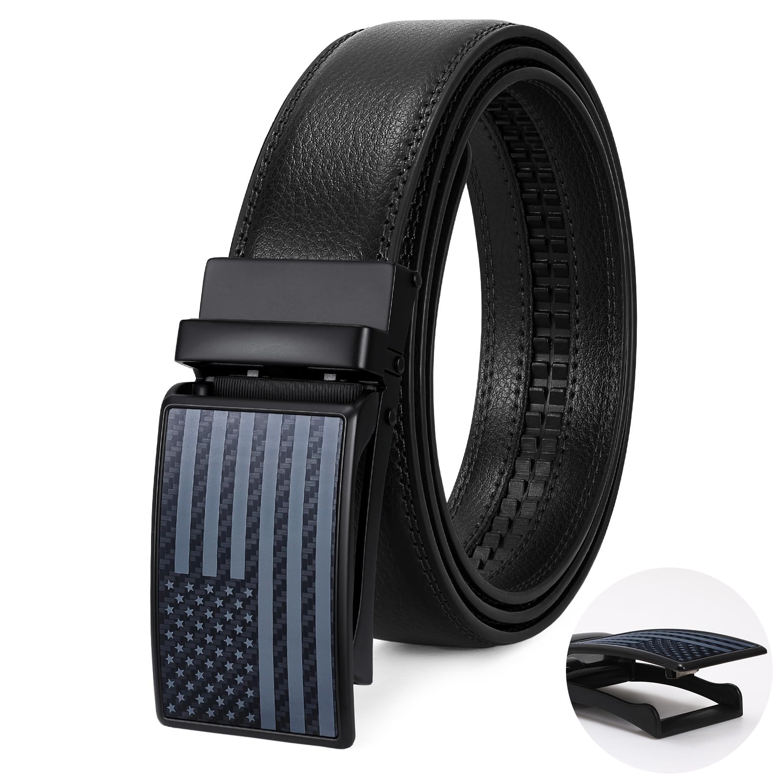 Click Belt with American Flag Leather