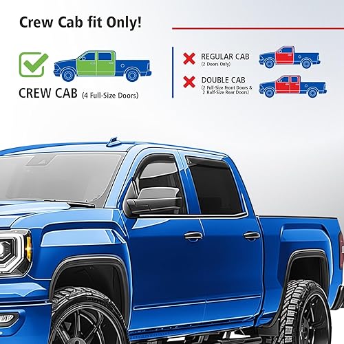 Miniatura 3 de Goodyear GY003402LPv - Deflectores de ventana inastillables para camiones GMC Sierra 2014-2018 Crew Cab, protectores de lluvia, viseras de ventana,