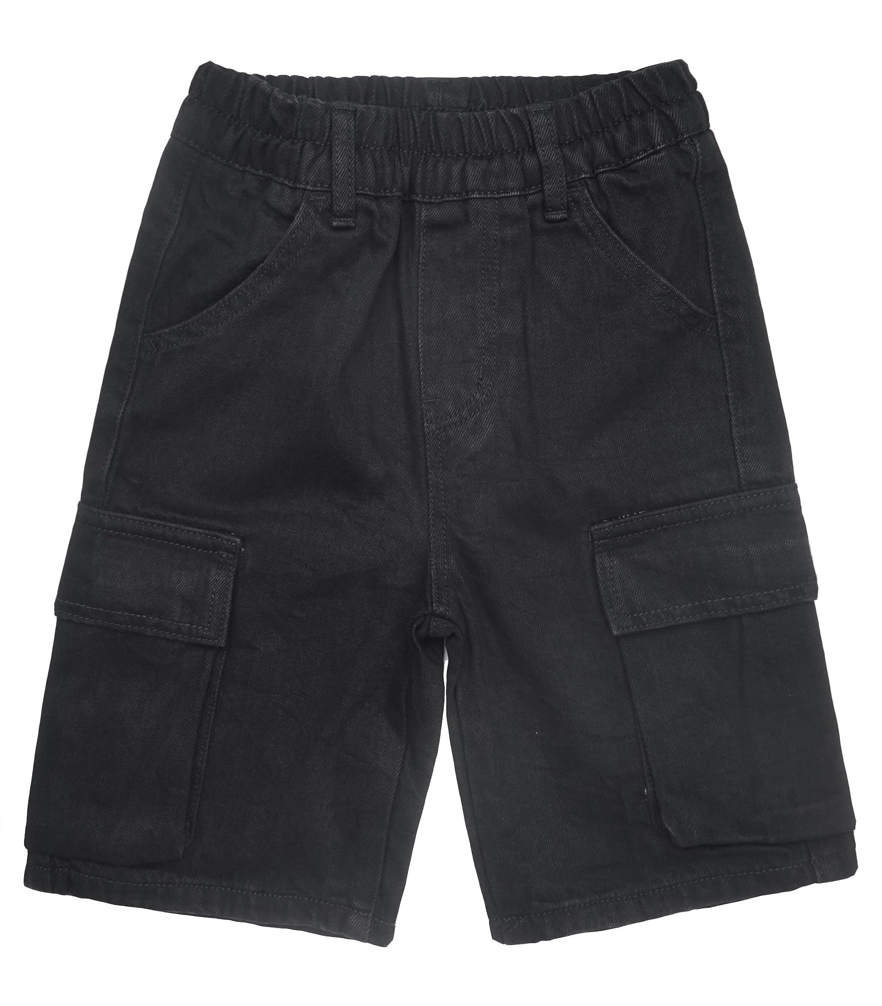 KIDSCOOL SPACE Children's Denim Shorts,Ribbed Elastic Waist with D-Ring Loops Summer Jeans Half Cargo Jeans