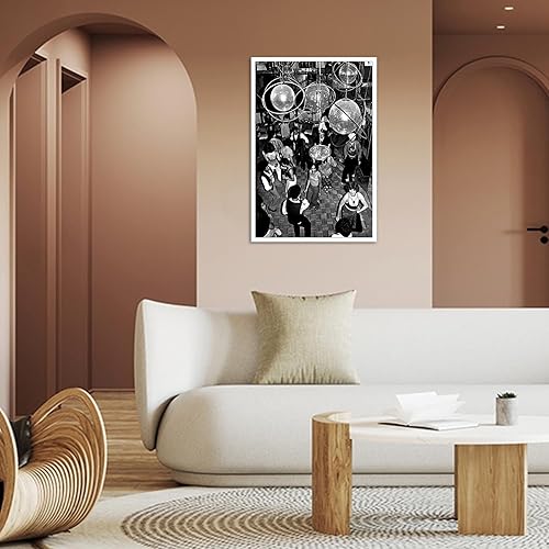 Miniatura 3 de ZHIXQMG Póster retro para fiesta de discoteca en blanco y negro, bola de espejo de los años 80, bohemio, chic, lienzo para pared, impresión de