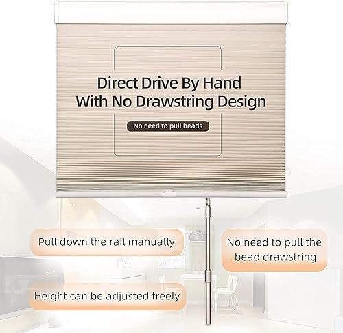 Miniatura 9 de Persianas celulares de filtrado de luz, sin cordón, con panal para ventanas, persianas con aislamiento térmico para puerta del hogar, oficina, gris