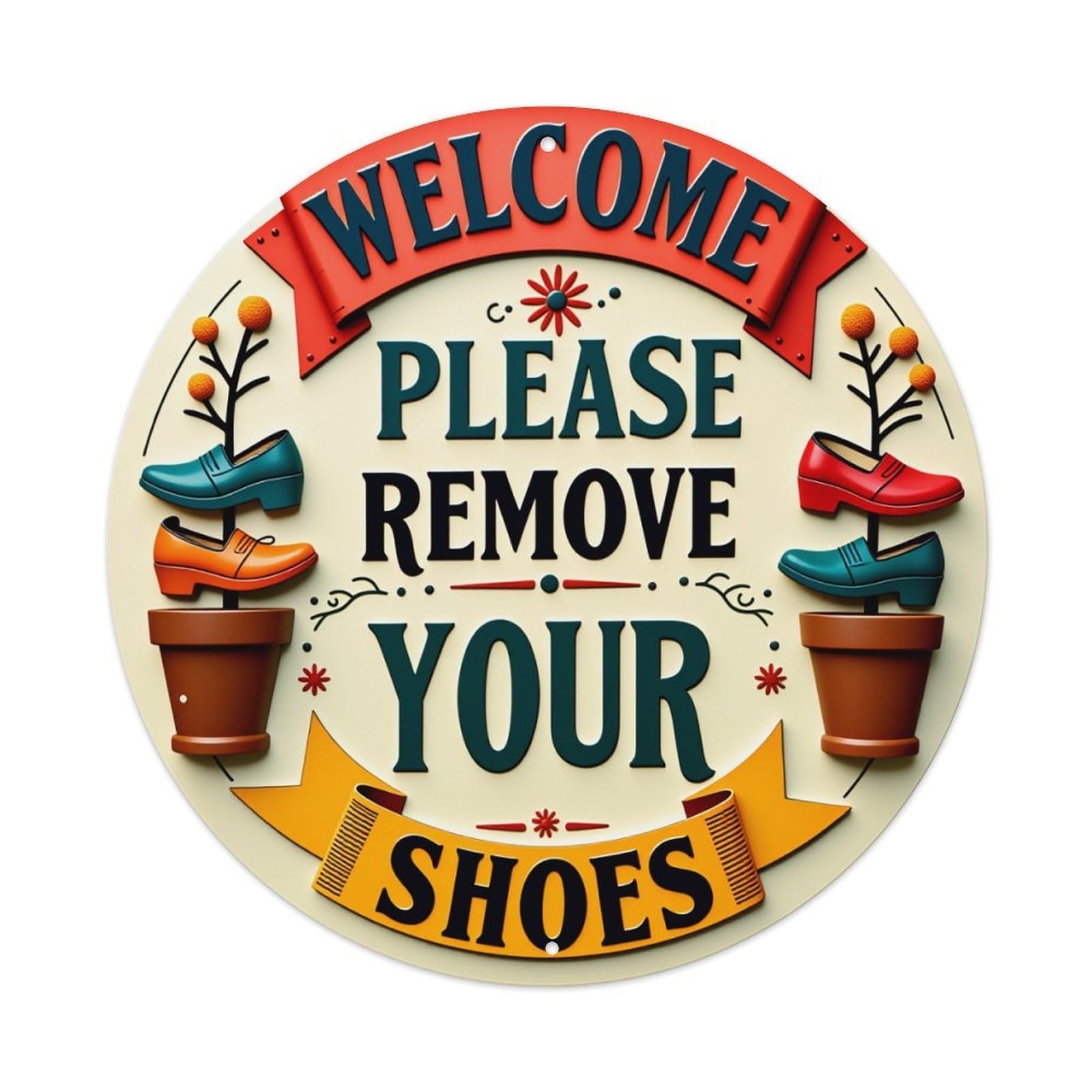 Welcome Please Remove Your Shoes Tin Sign Vintage Style Home Bar Garden Wall Plaque Decor Metal Poster 8x12 Inch