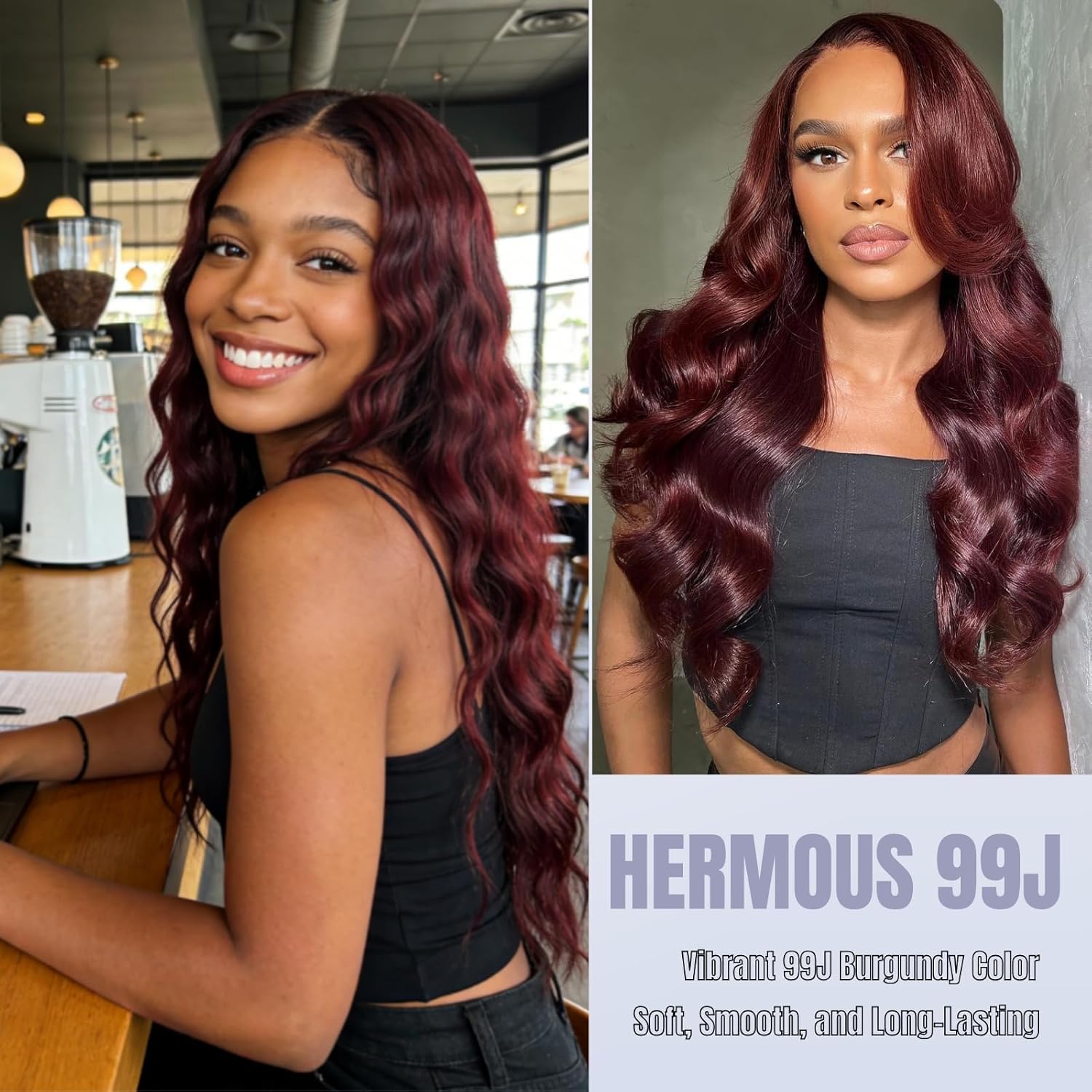 Double Drawn 99J Bundles with 5x5 HD Closure Body Wave Human Hair, 13A 100% Raw Hair Dark Burgundy 3 Bundles with 5x5 Closure Full Thick Sew In Colored #99J Cherry Red Larger Lace 12 14 16+12