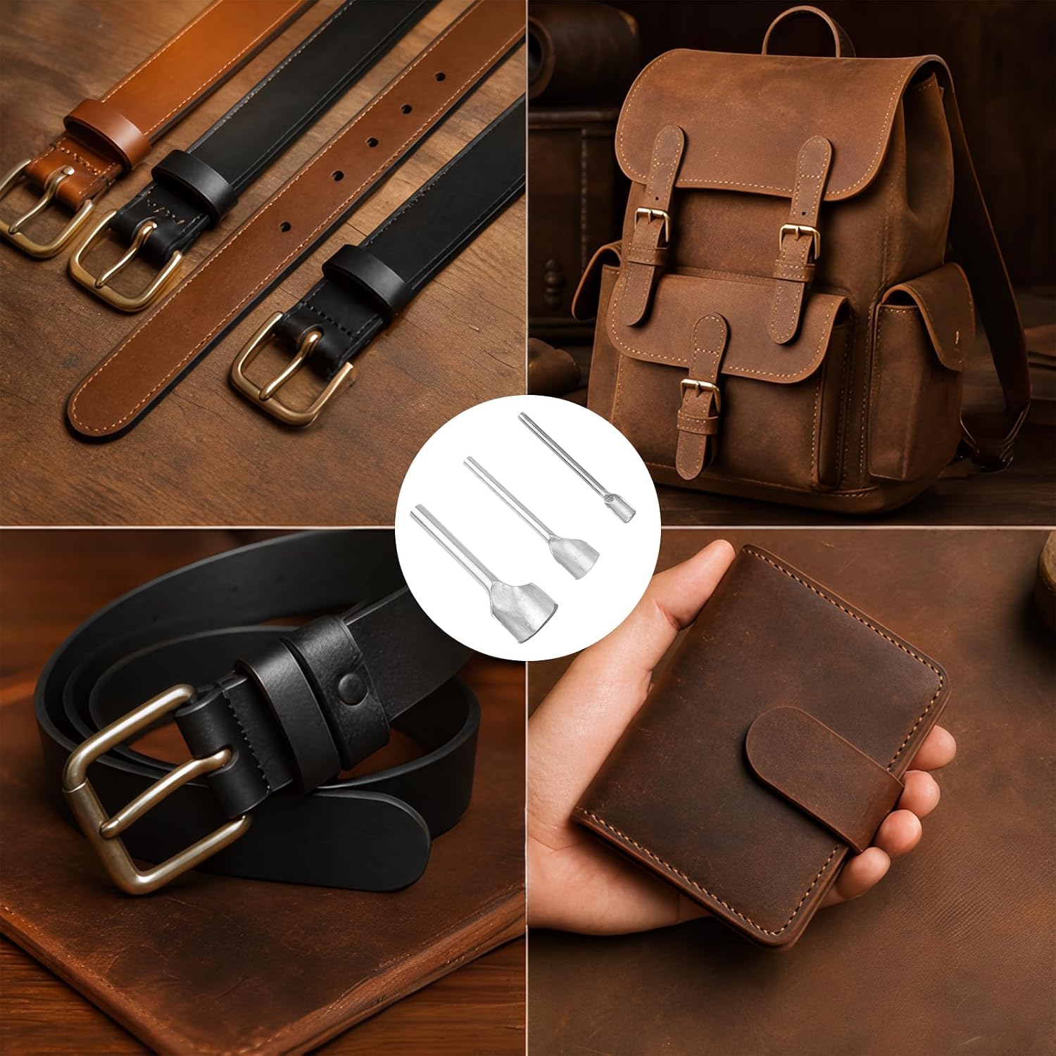 3PCS Leather Corner Punch Rounder, 10-30mm Half Round Cutter Leather Tool