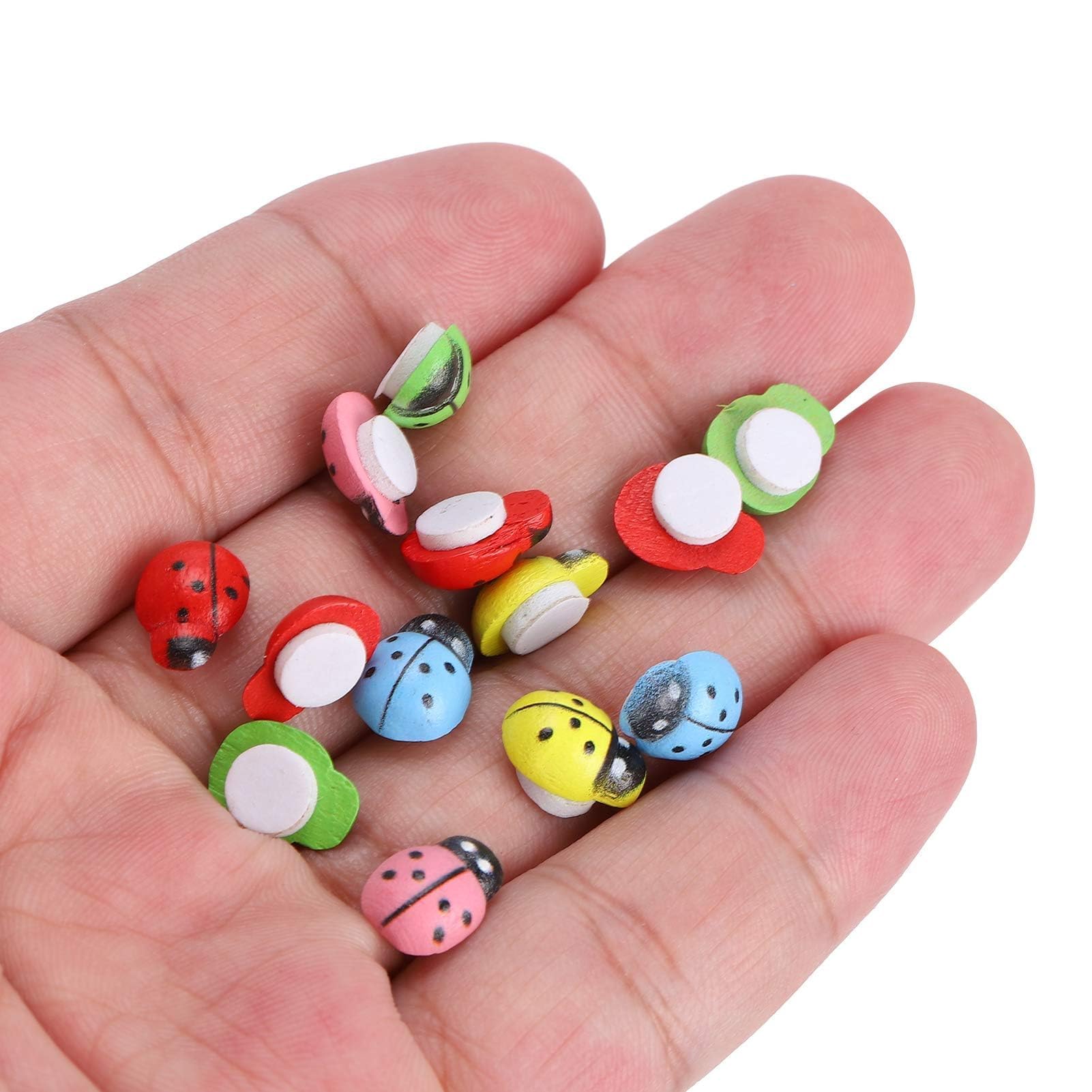Andiker Lot De 60 Petites Coccinelles En Bois Autocollantes à Dos Plat En Bois, Bourdons Et Coccinelles, Pour Bricolage, Artisanat, Scrapbooking