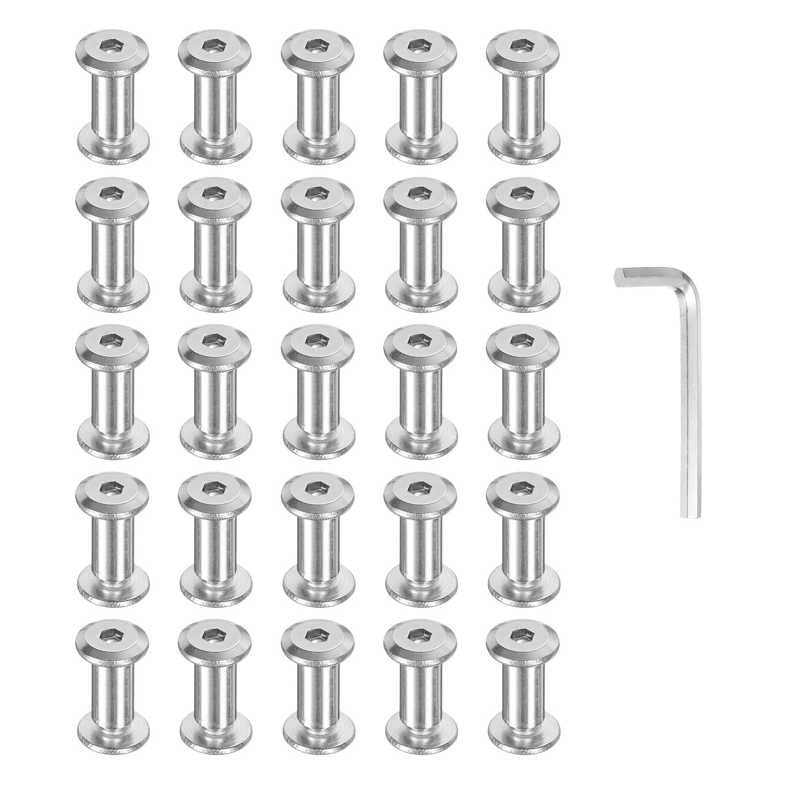 PATIKIL M4x4mm Hex Chicago Screws 5x10mm, 20Pcs 304 Stainless Steel Metric Hex Drive Socket Cap Binding Post Screw Posts for Scrapbook Leather Belt Album Furniture Repair, Silver