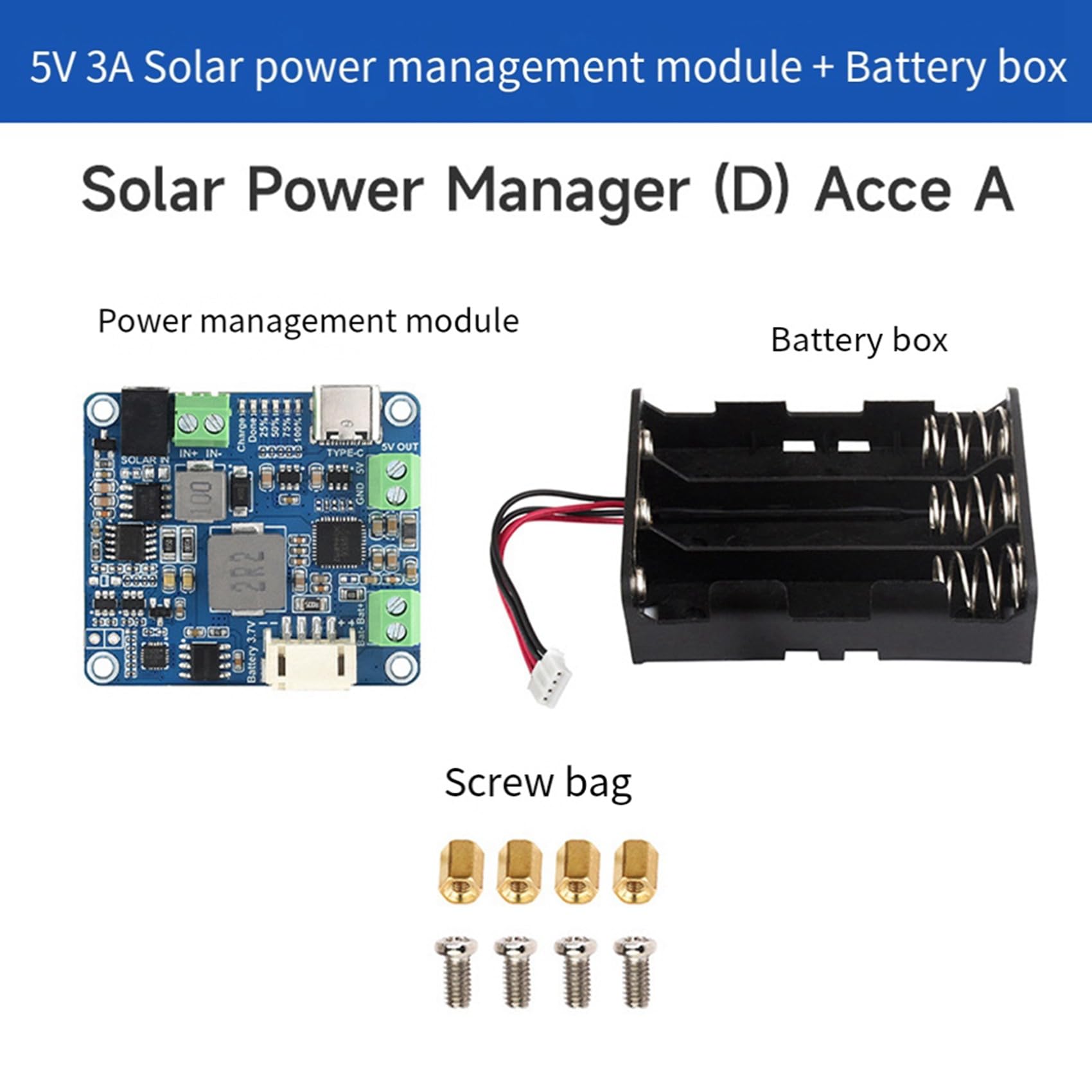3X Modulo di Gestione 'Energia Solare+ per Batteria MPPT Supporta Il Modulo di Uscita Regolata del Pannello Solare Type-C 6V-24V 5V/3A