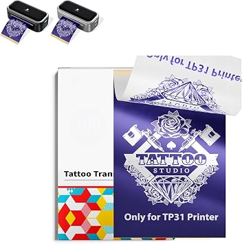 Phomemo Tattoo Stencil Paper 3.15" x 5.24" for TP31 Mini Tattoo Printer, 100 Tattoo Transfer Paper for Beginners/Enthusiast/Artists