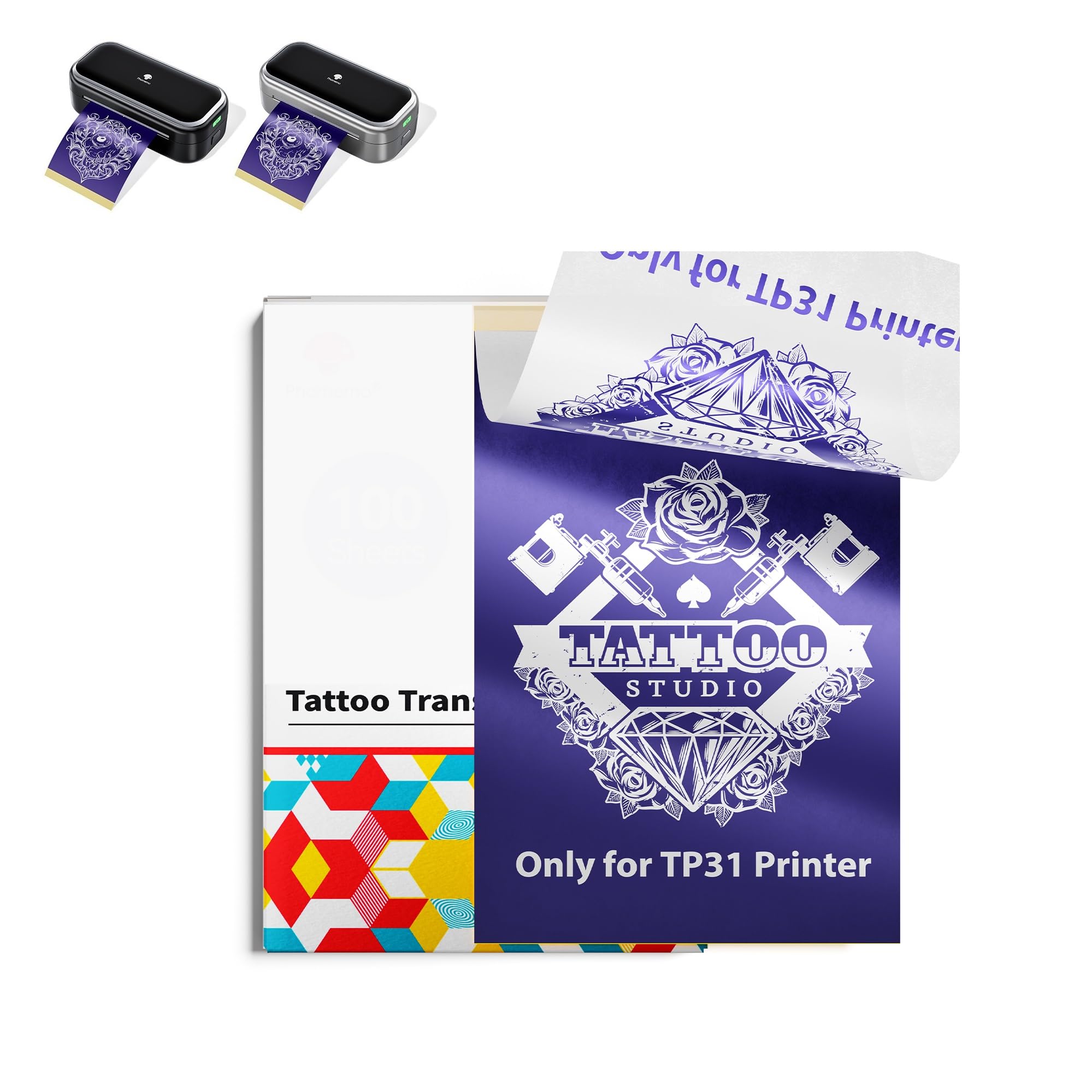 Phomemo Tattoo Stencil Paper 3.15" x 5.24" for TP31 Tattoo Printer, 100 Labels-image-12