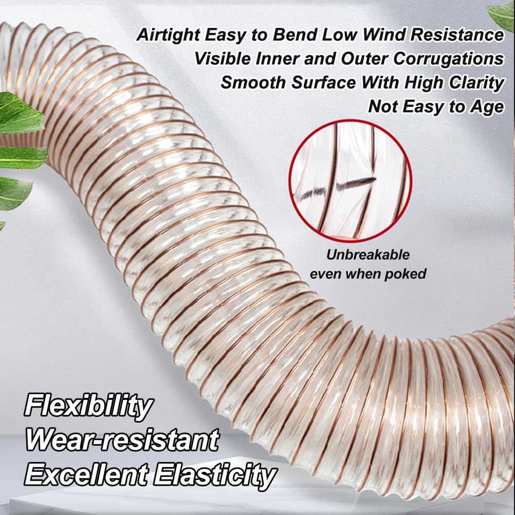Tuyau transparent en polyuréthane, Extraction de vapeur fil d'acier en spirale d'identification du tuyau 1m 20-43mm conduit polyuréthane(Inner Diameter 40MM)