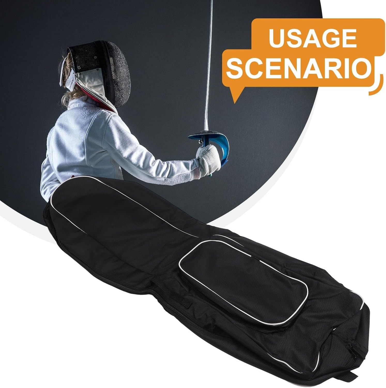 Large Capacity Fencing Equipment Backpack with 1680D Oxford Cloth,Multi-Compartment Storage Bag for Epee Foil Saber Gear(black)
