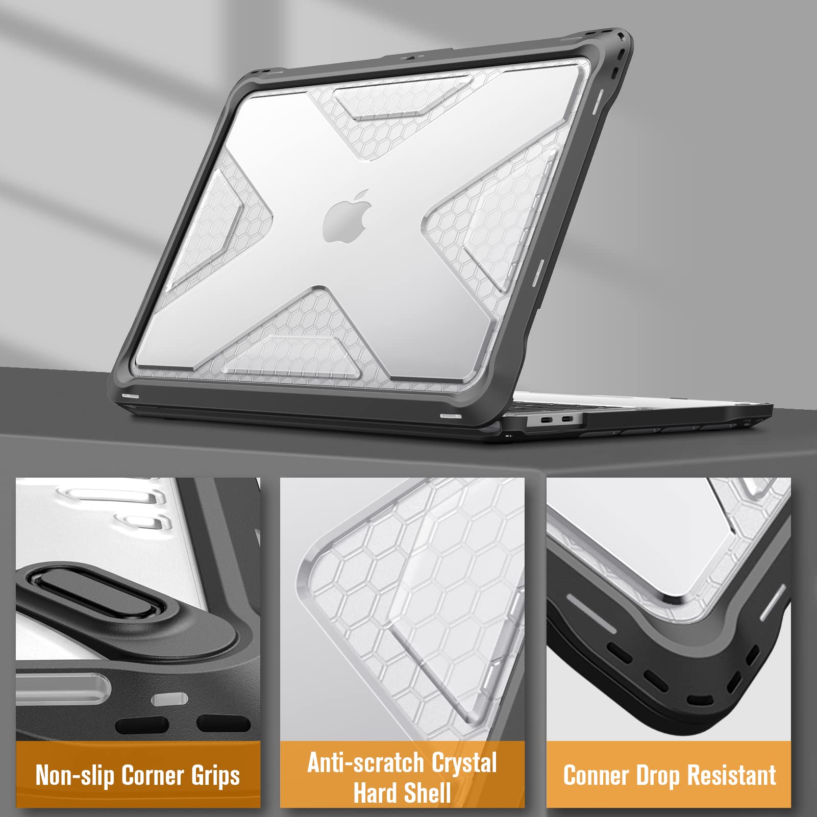 Fintie Etui kompatybilne z MacBook Pro 13 cali M2/M1 (2022-2016) A2338/A2289/A2251/A2159/A1989/A1706/A1708, etui ochronne na zderzak całego ciała, wytrzymałe etui ochronne z termoplastycznego