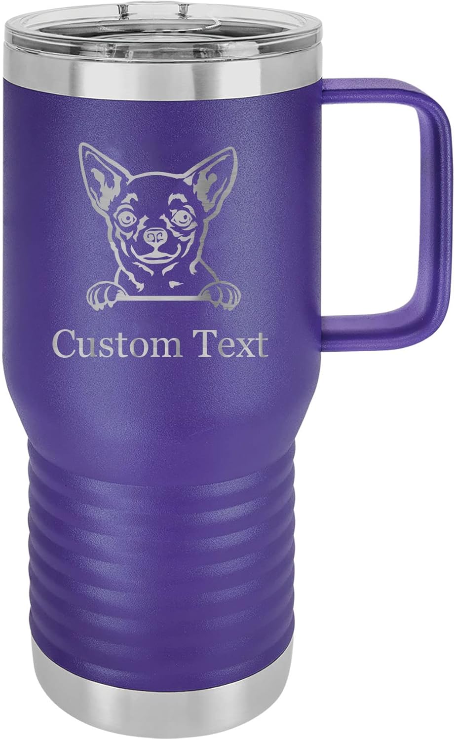 20-Ounce Vacuum Insulated Stainless Steel Tumbler Customized Double-Walled Laser Engraved Coffee Closing Travel Dog Mug, Chihuahua, Personalized