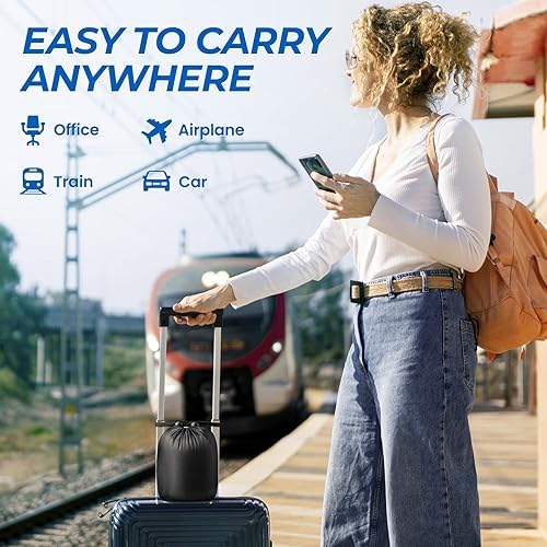 Miniatura 7 de ExploreBliss Almohada de viaje, almohadas de viaje para dormir en avión, funda extraíble para el cuello con cierre ajustable, juego de almohada de